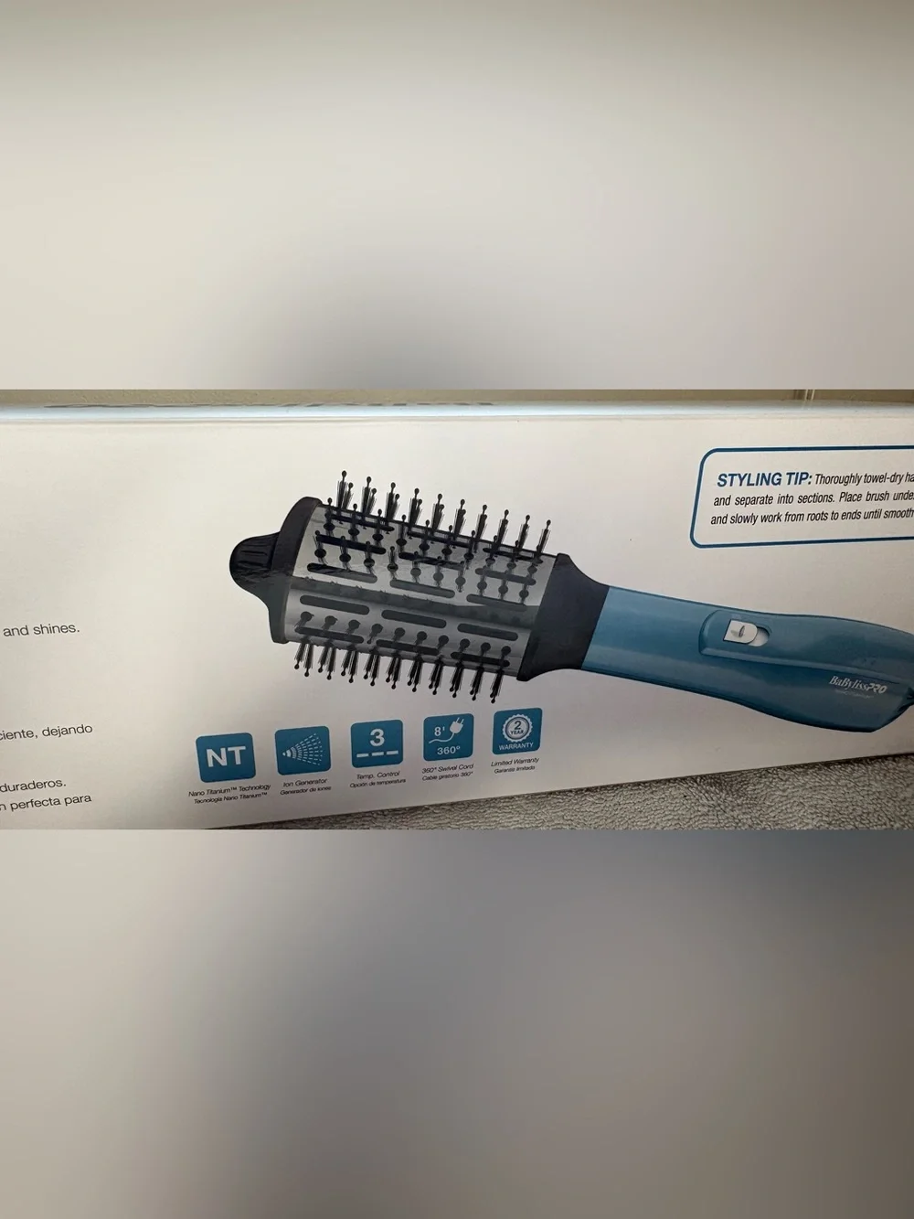 BaByliss PRO Oval Ionic Hot Air Brush, Titanium 2.5”